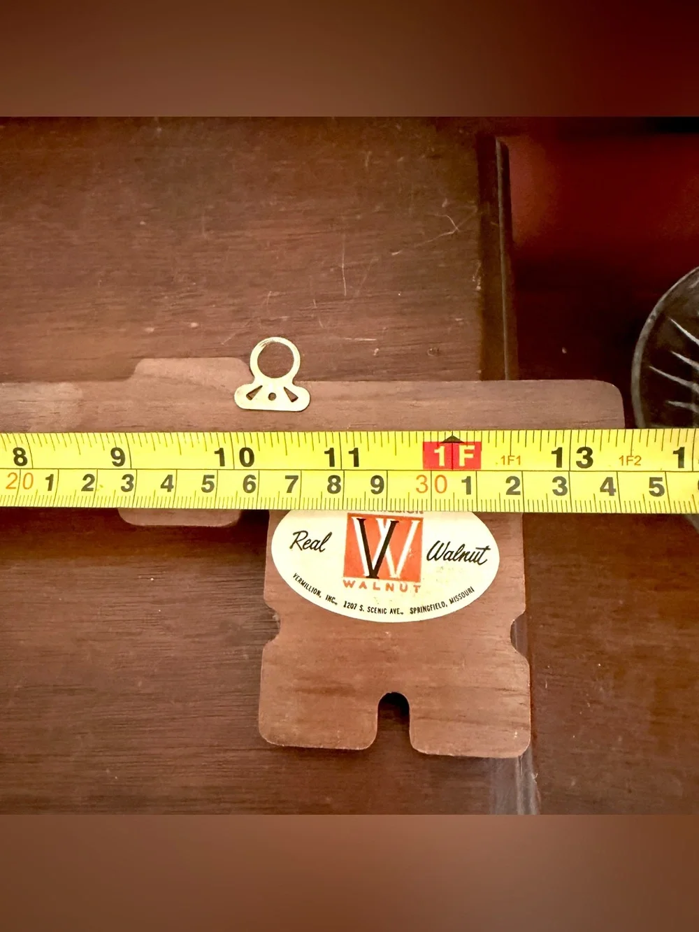 Vintage Real Walnut Vermillion Missouri Wooden Key Holder Wall Mount 6 Hook MCM